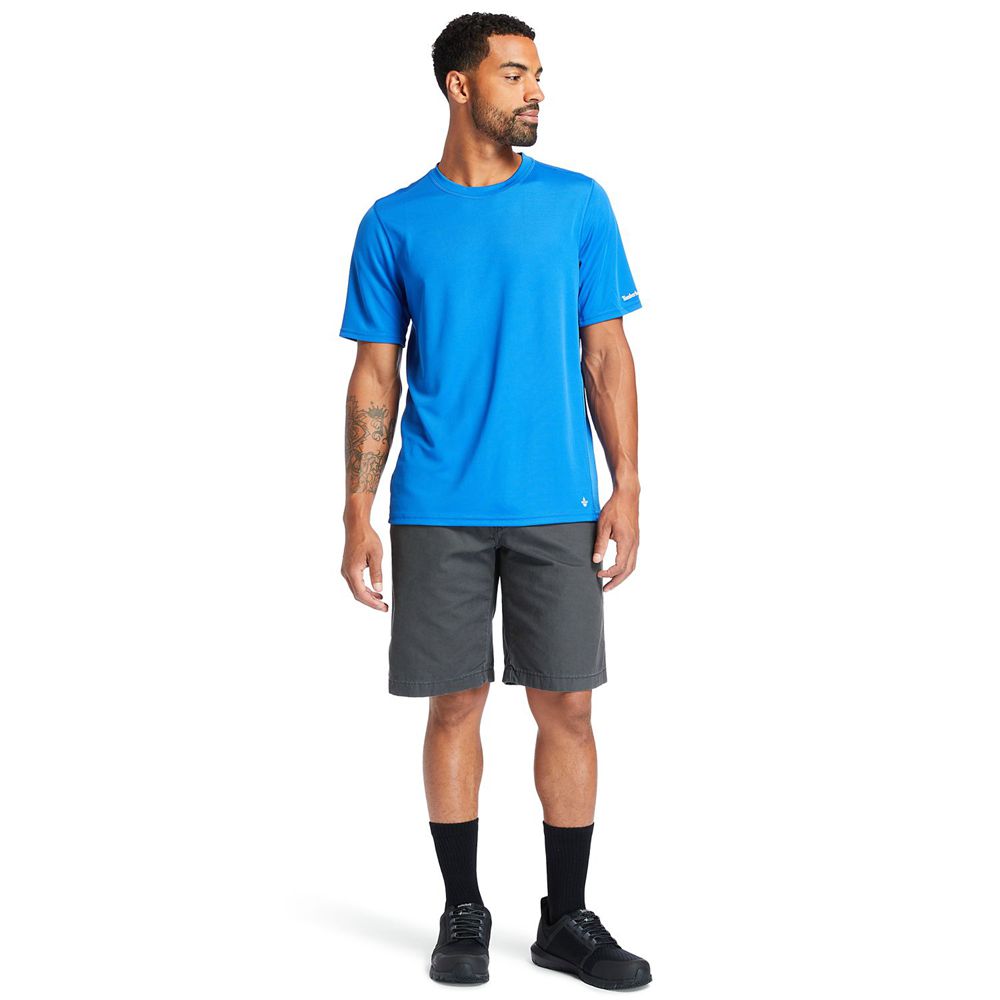 Camisetas Timberland Argentina Hombre - Pro® Wicking Good Short-Sleeve - Azules - QMKLFP-049